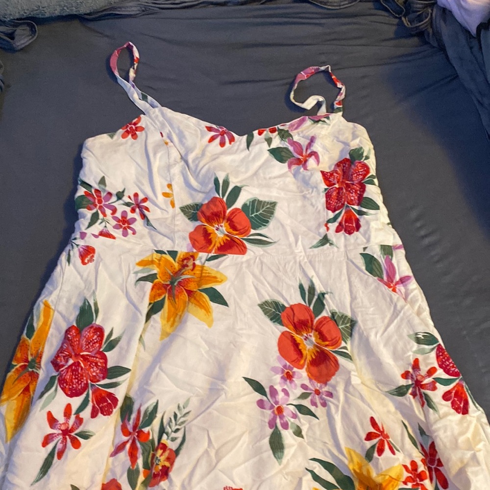 Old navy cami dress lower than knee length and adjustable straps, elastic back